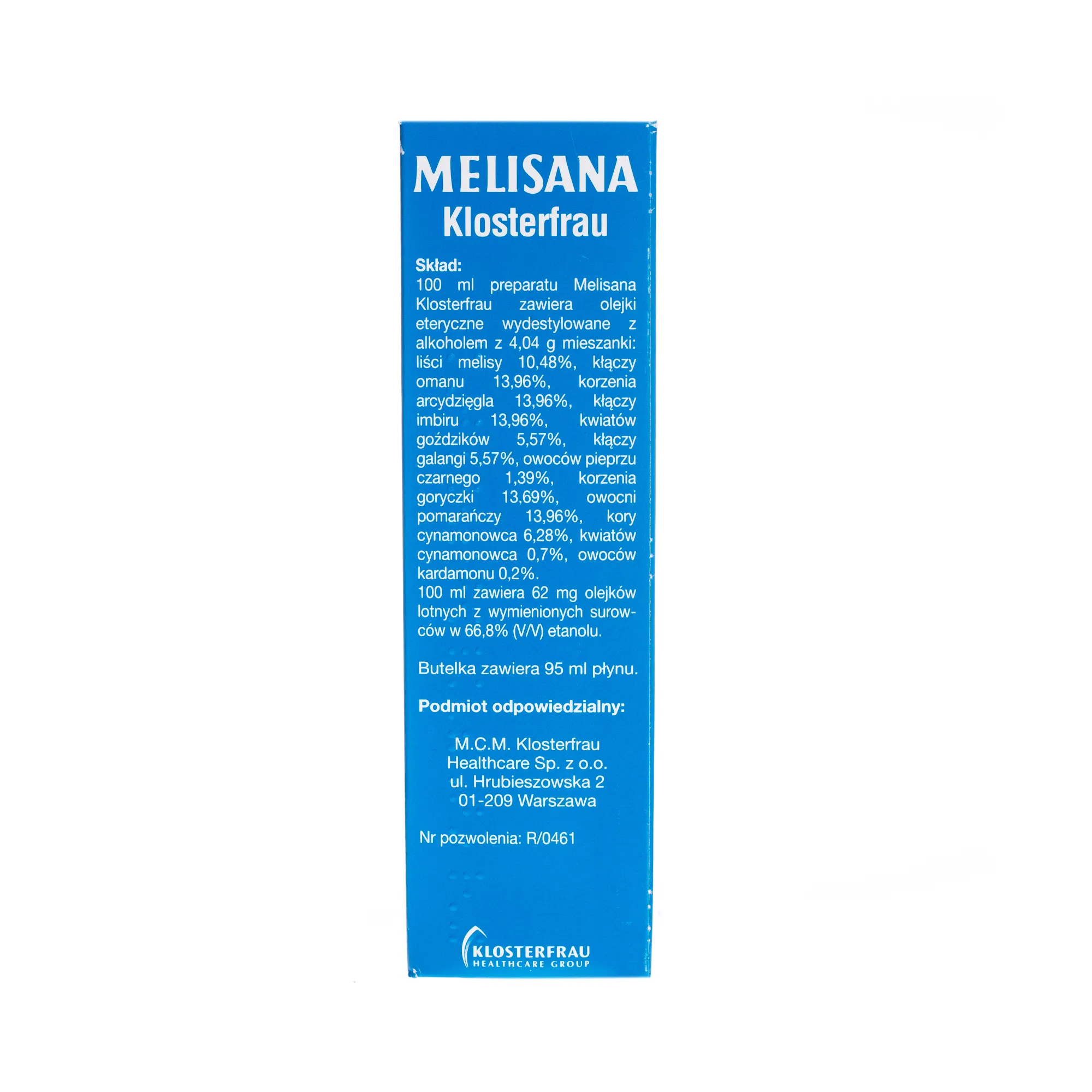 Melisana Klosterfrau, płyn doustny, płyn na skórę, 95 ml 