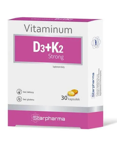 Vitaminum D3+K2 Strong, suplement diety, 30 kapsułek