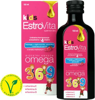 EstroVita Kids Omega 3-6-9 płyn o smaku malinowym EstroVita Kids Omega 3-6-9 płyn o smaku malinowym