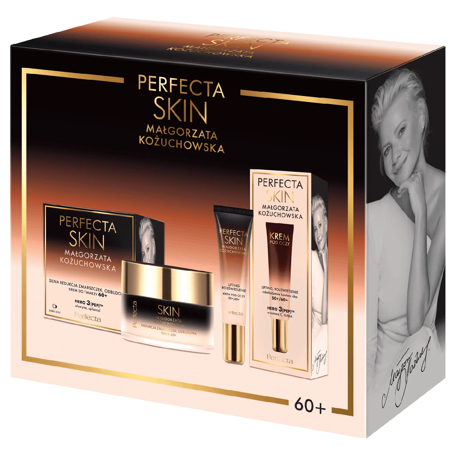 Perfecta Skin Małgorzata Kożuchowska Zestaw krem do twarzy przeciwzmarszczowy na dzień i noc 60+, 50 ml + krem pod oczy 50/60+, 15 ml
