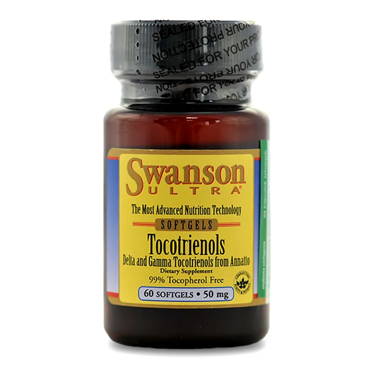 Swanson, Tocotrienole DeltaGold z Annatto, 50 mg, suplement diety, 60 kapsułek