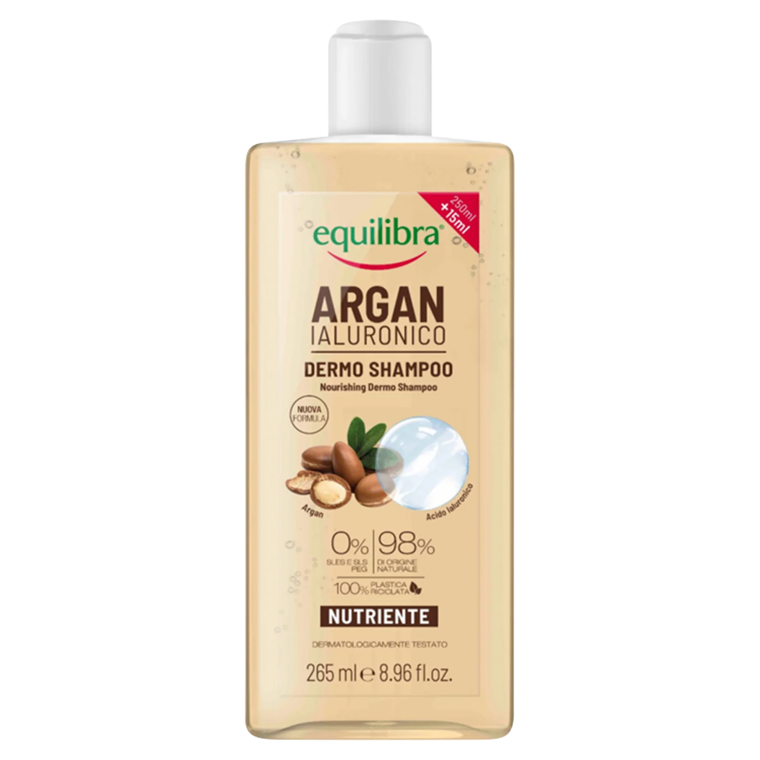 Equilibra Argan odżywczy szampon do włosów z kwasem hialuronowym, 265 ml