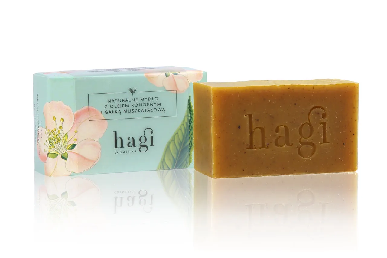 Hagi Cosmetics, mydło naturalne z olejem konopnym i gałką muszkatołową, 100 g