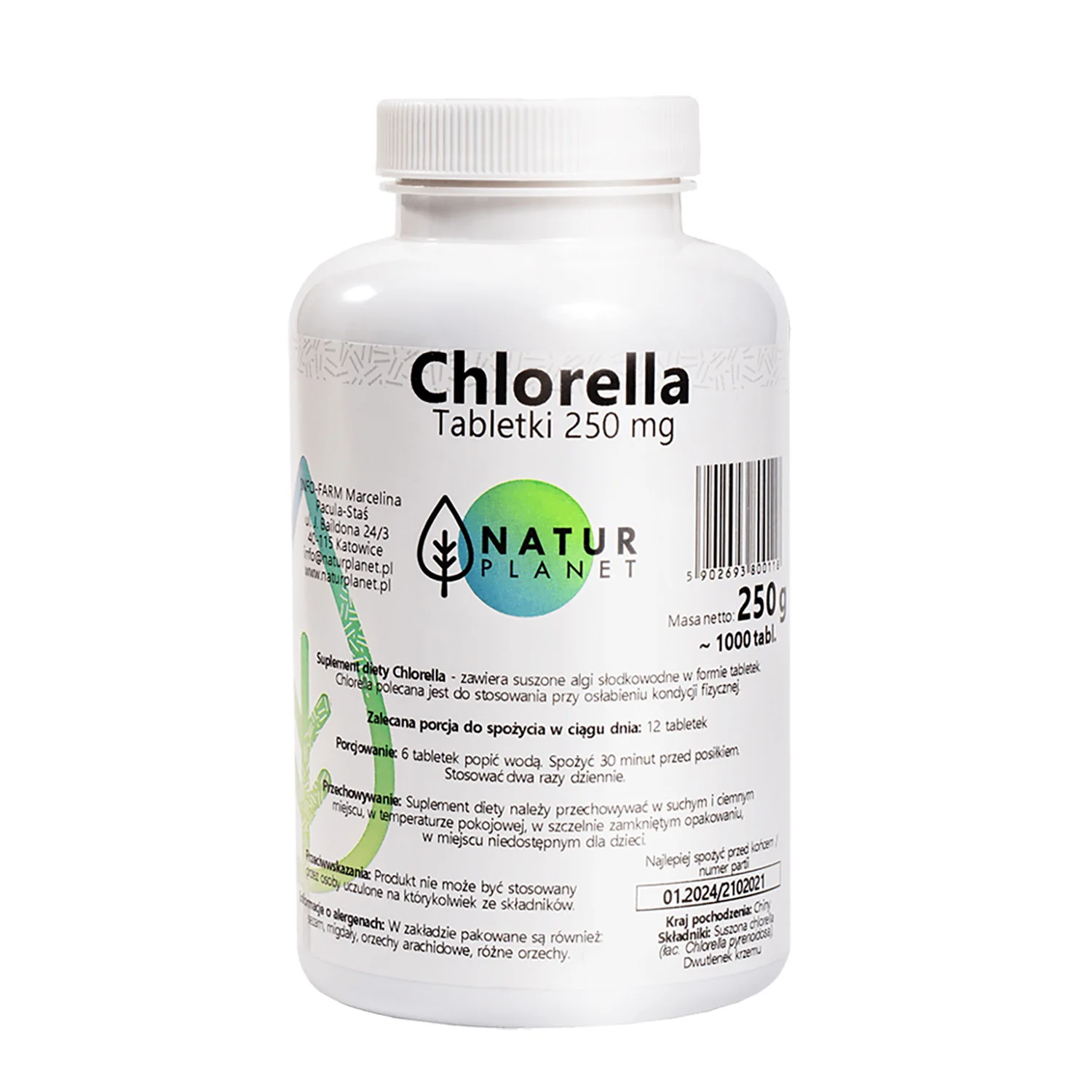 Natur Planet chlorella 250 mg 1000 tabletek
