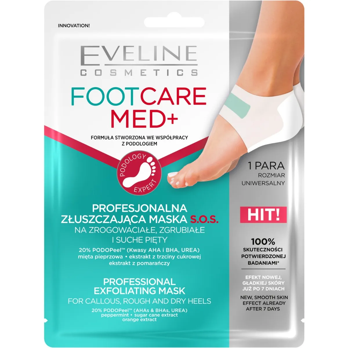 Eveline Cosmetics Foot Care Med+ profesjonalna maska do stóp złuszczająca, 1 szt.