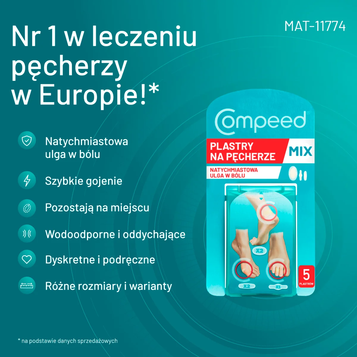Compeed plastry na pęcherze mix, 5 sztuk