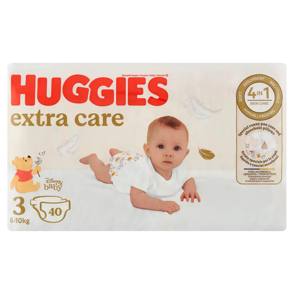 Huggies Extra Care Jumbo pieluchy rozmiar 3 6-10 kg, 40 szt.