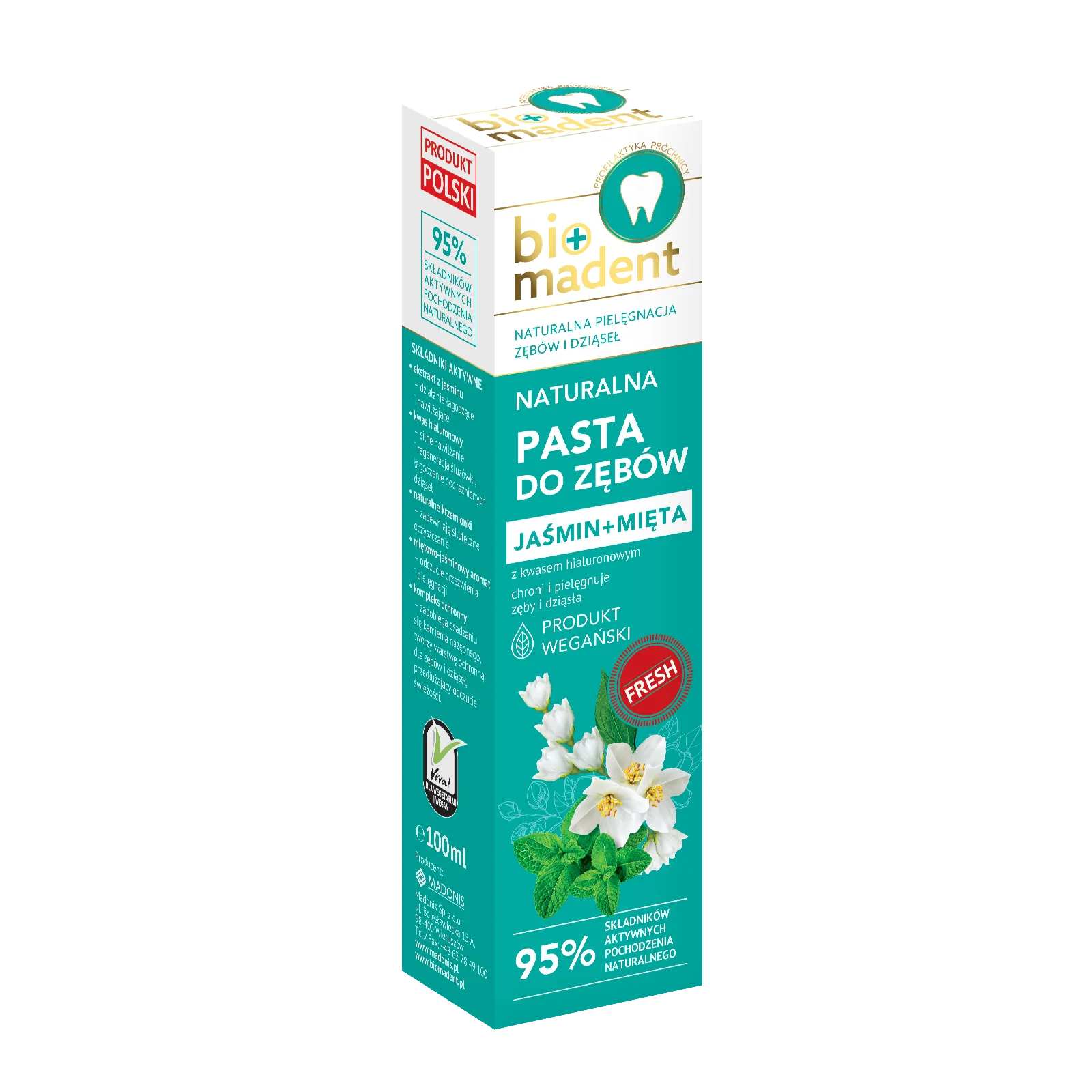 Bio Madent naturalna pasta do zębów Jaśmin+Mięta, 100 ml