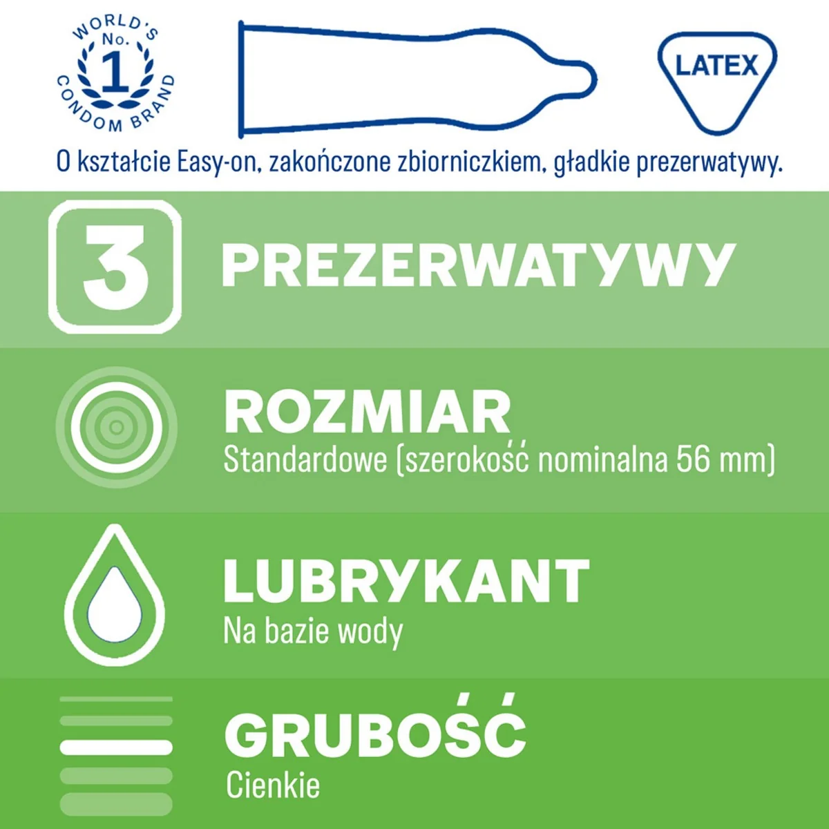 Durex Naturals prezerwatywy z lubrykantem, 3 szt.