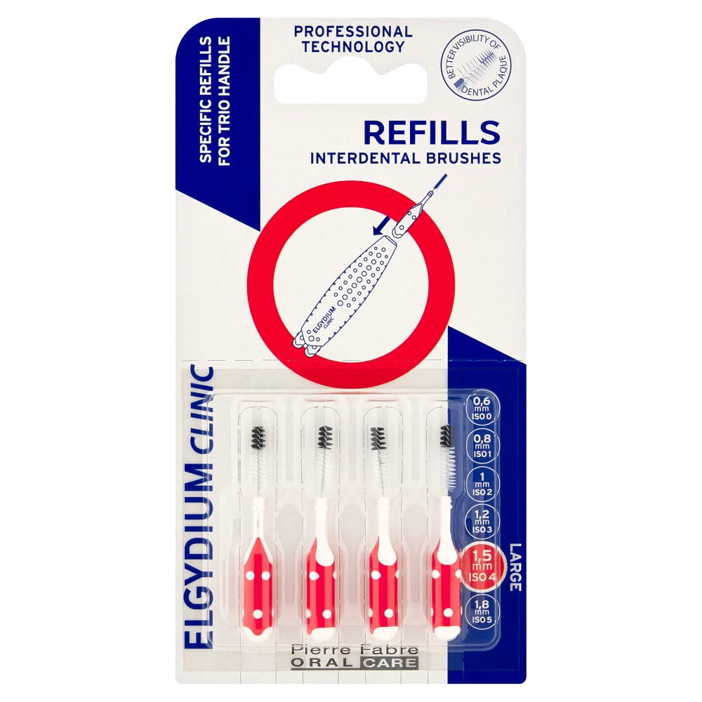 Elgydium Clinic Refills Czerwone (ISO 4) wkład do szczoteczki międzyzębowej, 4 sztuki