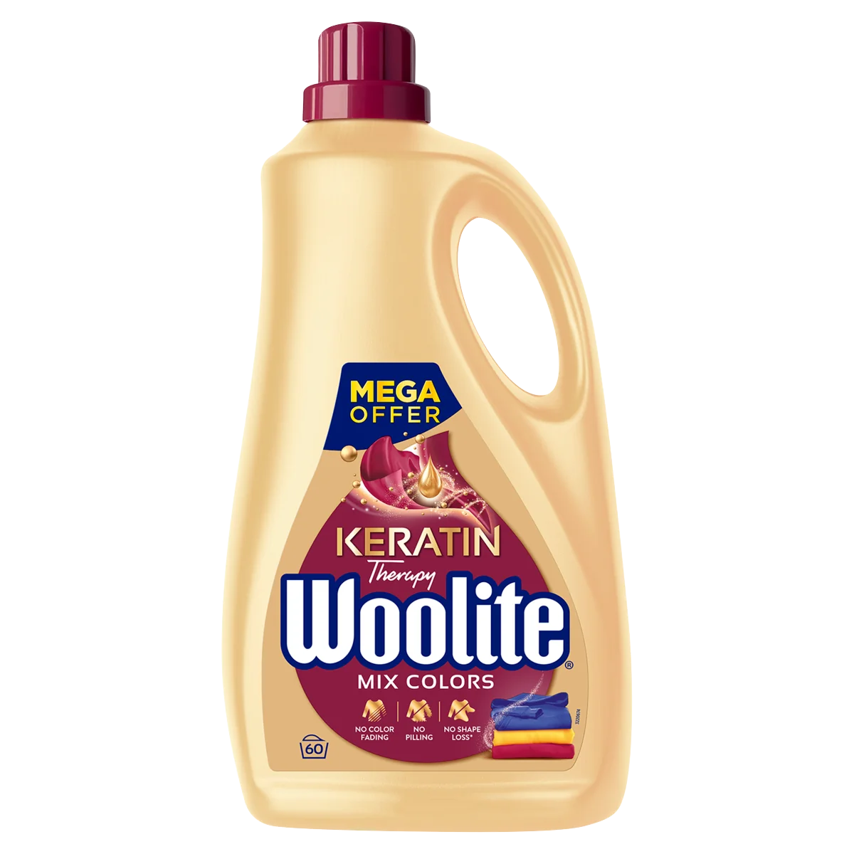 Woolite Keratin Therapy płyn do prania kolorów, 3,6 l, 60 prań