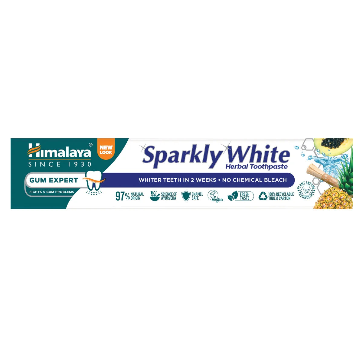 Himalaya Gum Expert ziołowa wybielająca pasta do zębów Sparkly White, 75 ml