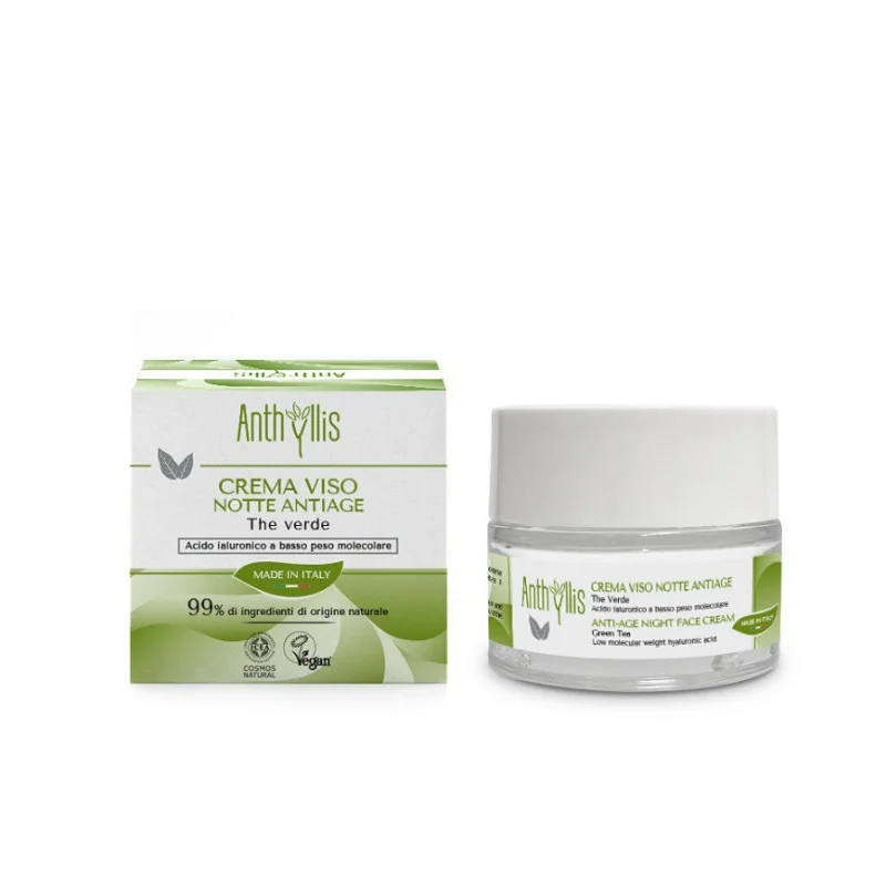 Anthyllis krem do twarzy anti-age na noc z zieloną herbatą i kwasem hialuronowym, 50 ml