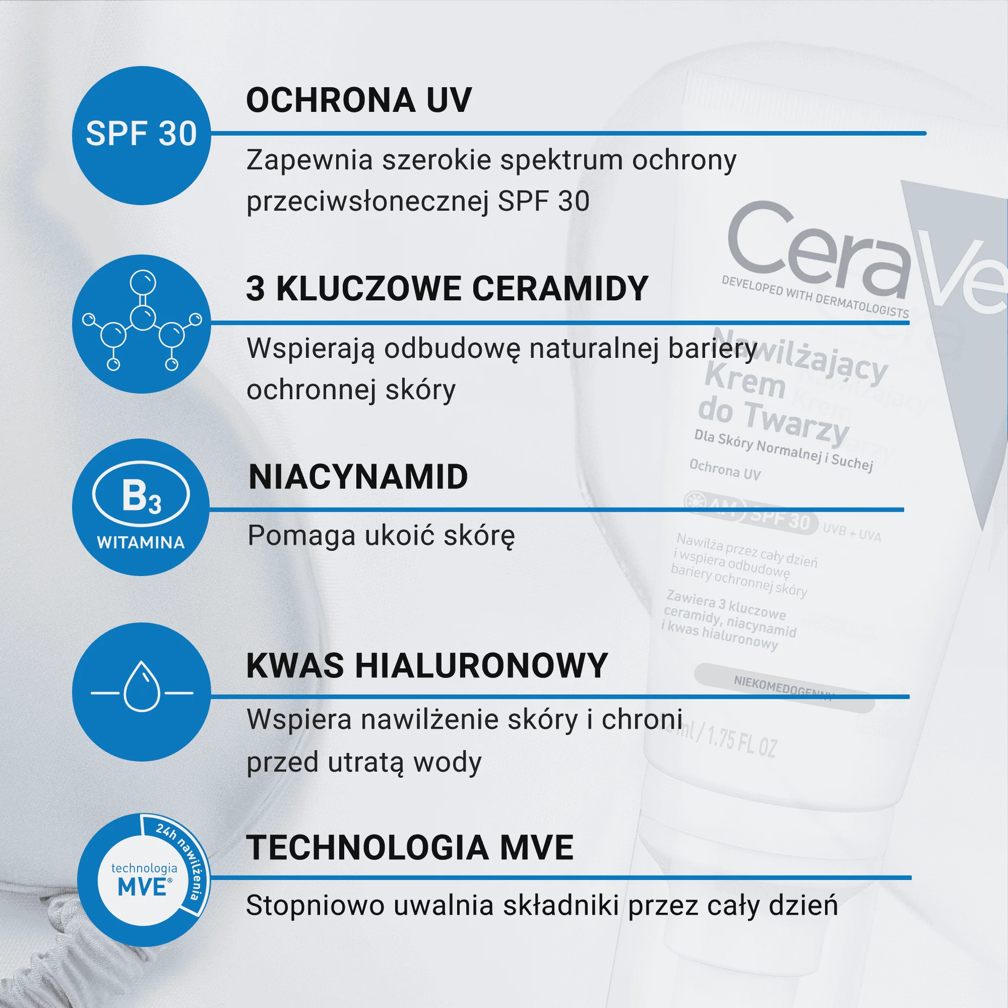 CeraVe nawilżający krem do twarzy SPF30, 52 ml