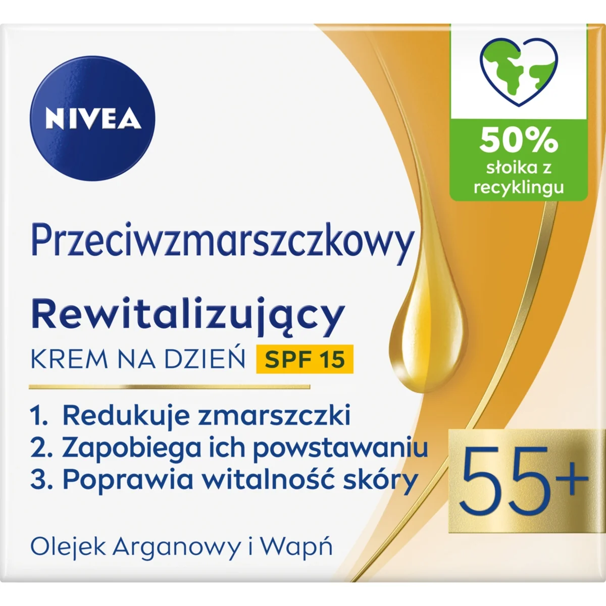 Nivea Przeciwzmarszczkowy + Rewitalizujący krem na dzień SPF 15 55+, 50 ml