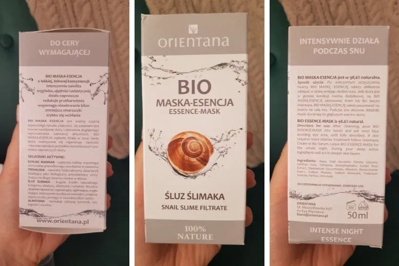 Orientana Bio maska-esencja śluz ślimaka opakowanie 