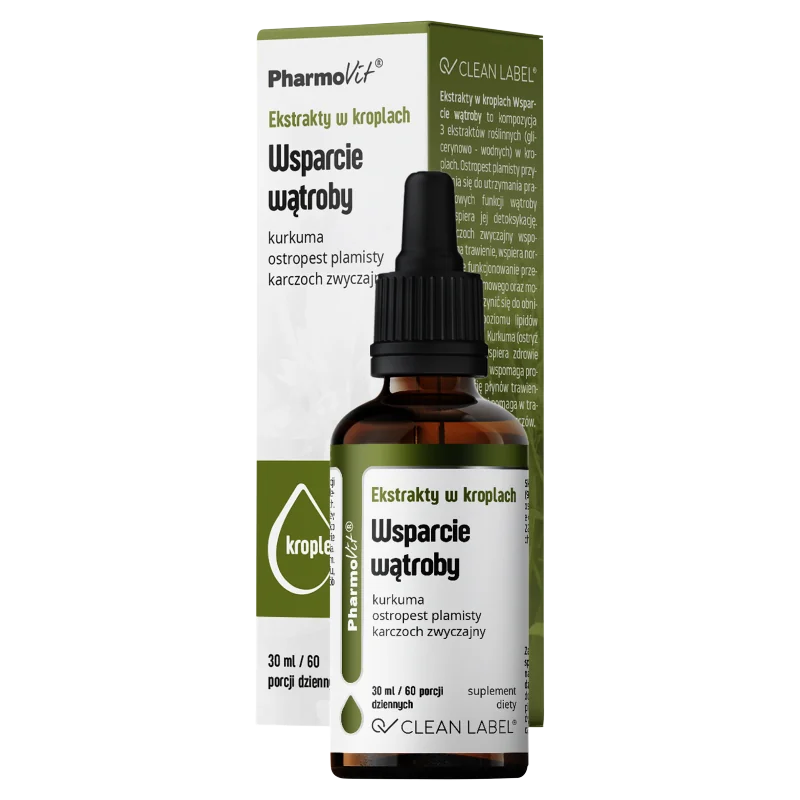 Pharmovit Clean label Ekstrakty w kroplach Wsparcie wątroby, suplement diety, 30 ml