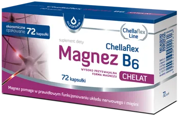Chellaflex Magnez B6, suplement diety, 72 kapsułki