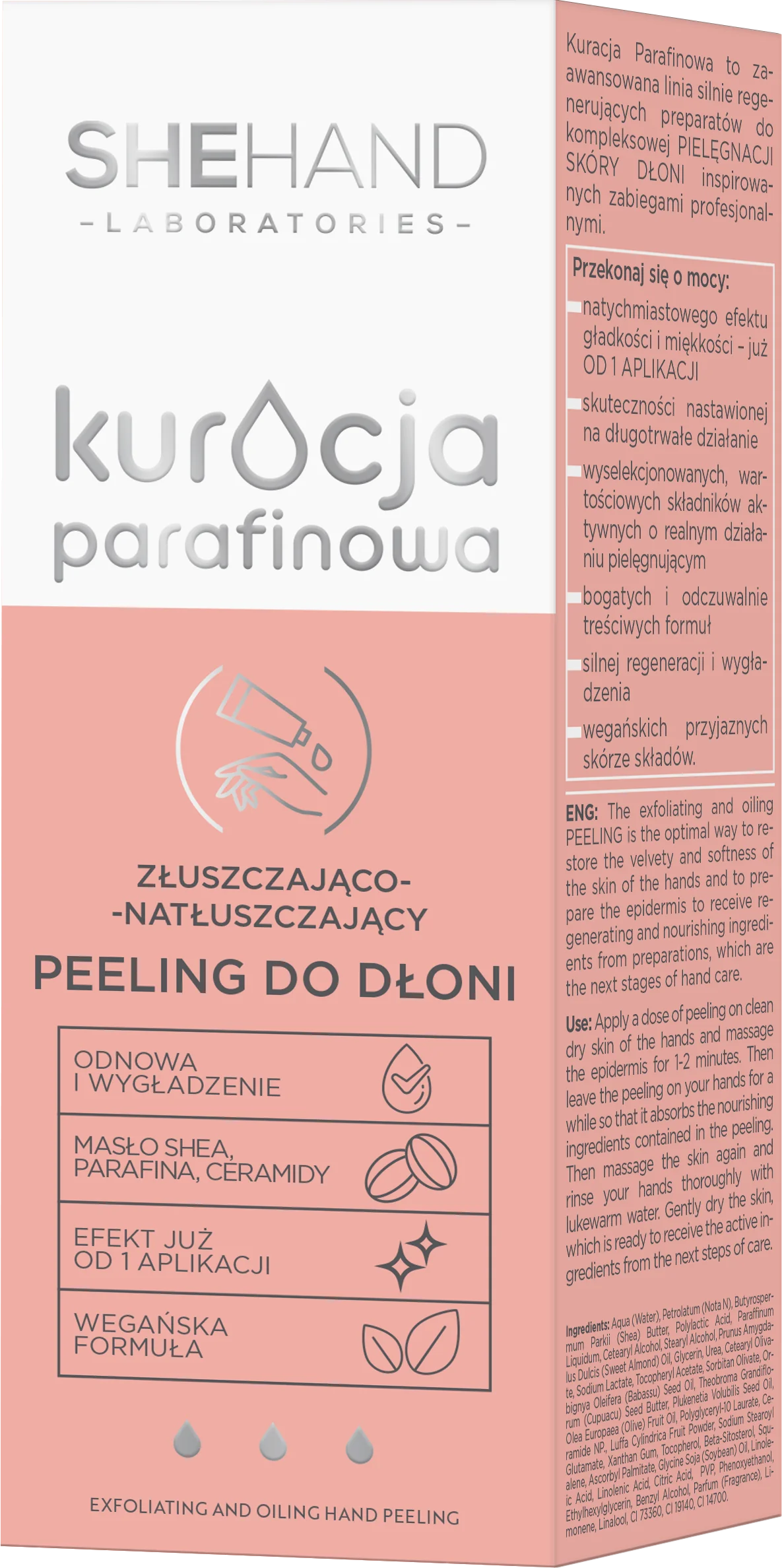 SheHand Kuracja parafinowa złuszczająco-natłuszczający peeling do skóry dłoni, 75 g