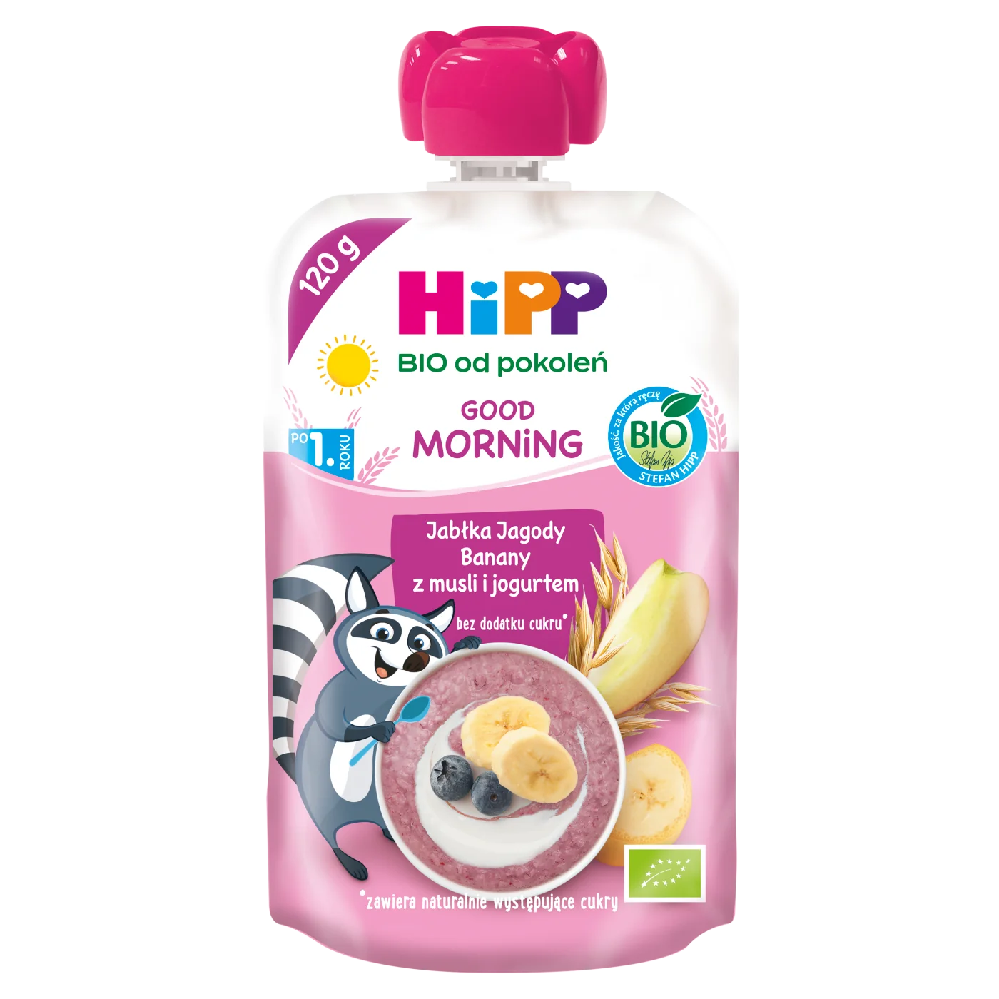 HiPP BIO od pokoleń Good Morning jabłka-jagody-banany z musli i jogurtem, 120 g