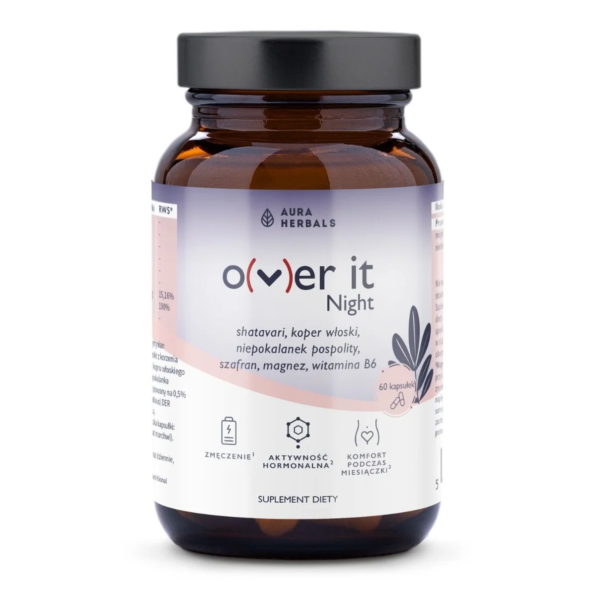 Aura Herbals Over It Night komfort podczas miesiączki, 60 kapsułek