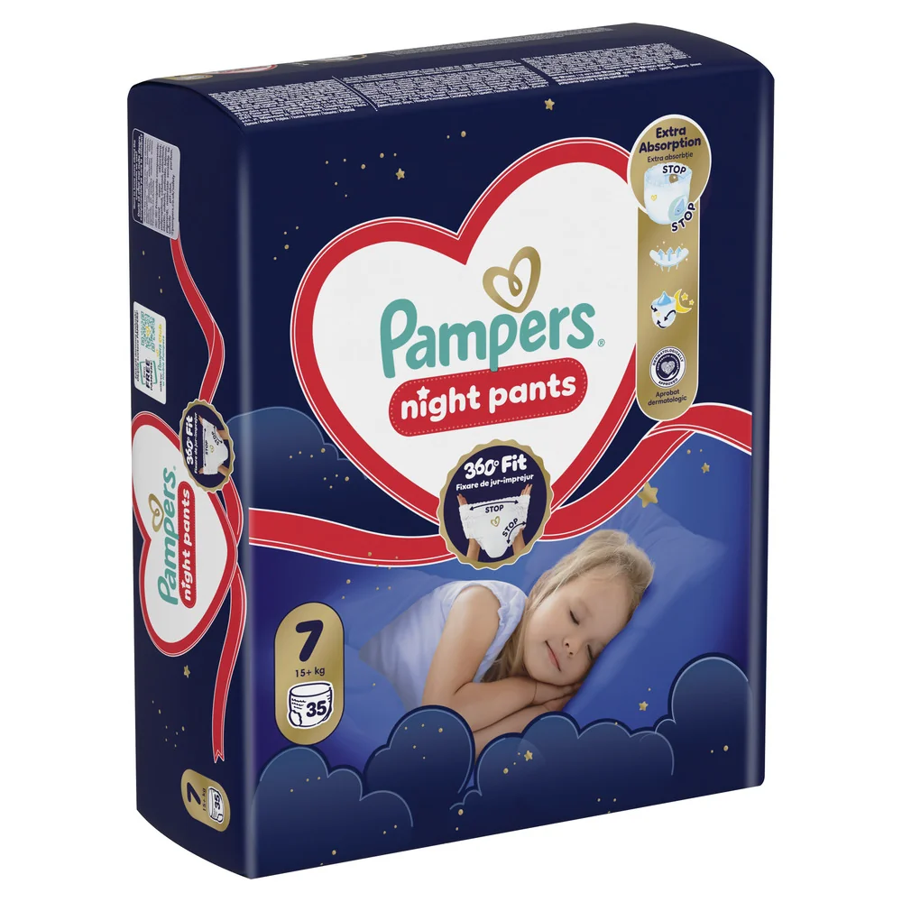 Pampers Night Pants 7 pieluchomajtki, rozmiar 7, 15+ kg, 35 sztuk