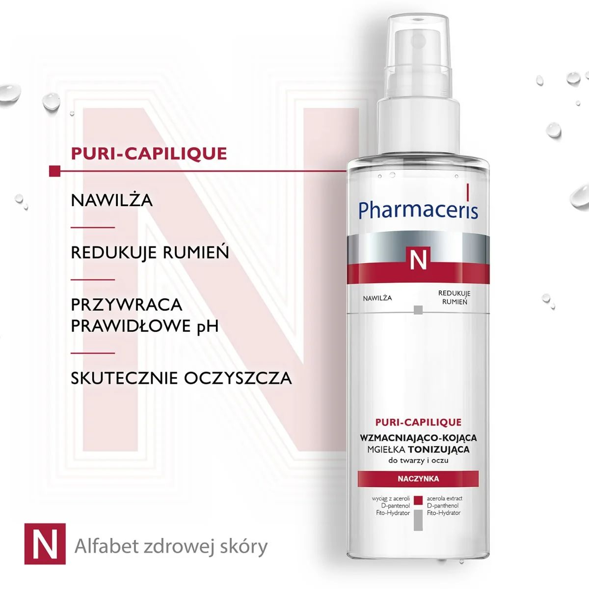 Pharmaceris N Puri-Capilique delikatny tonik-mgiełka wzmacniający naczynka, 200 ml