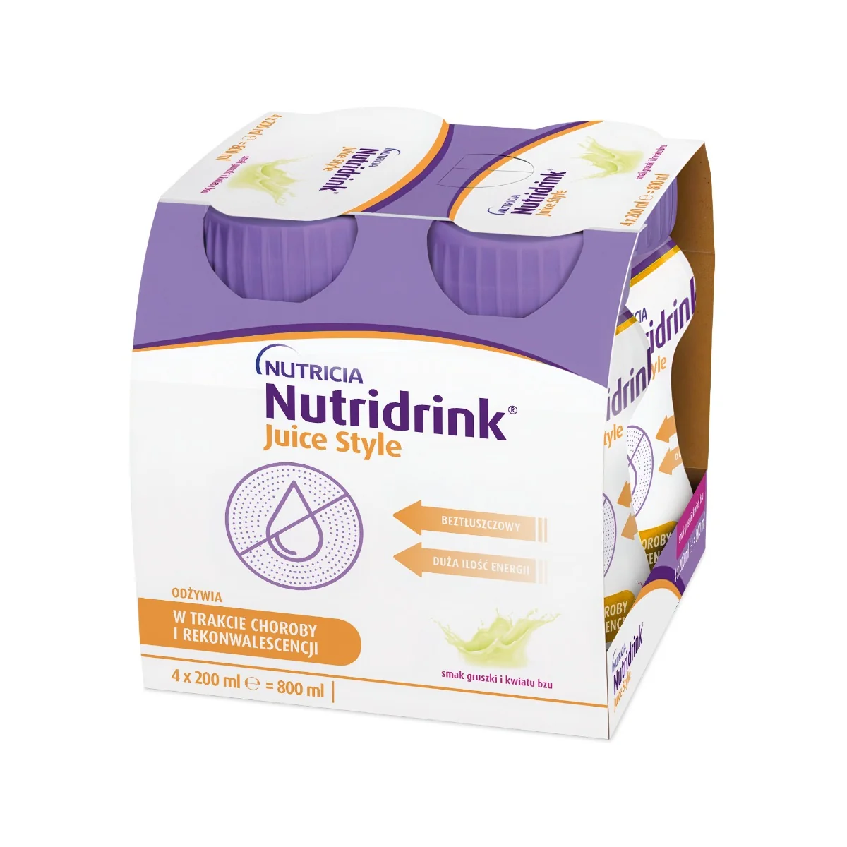 Nutridrink Juice Style smak gruszki i kwiatu bzu, 4 x 200 ml