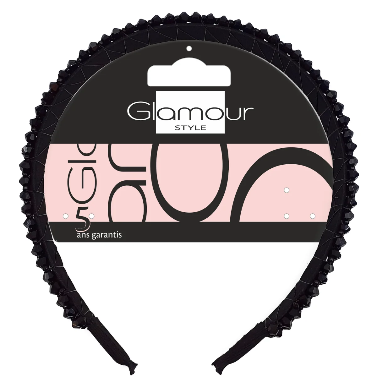 Inter-Vion Glamour opaska z kryształkami czarna, 1 szt.