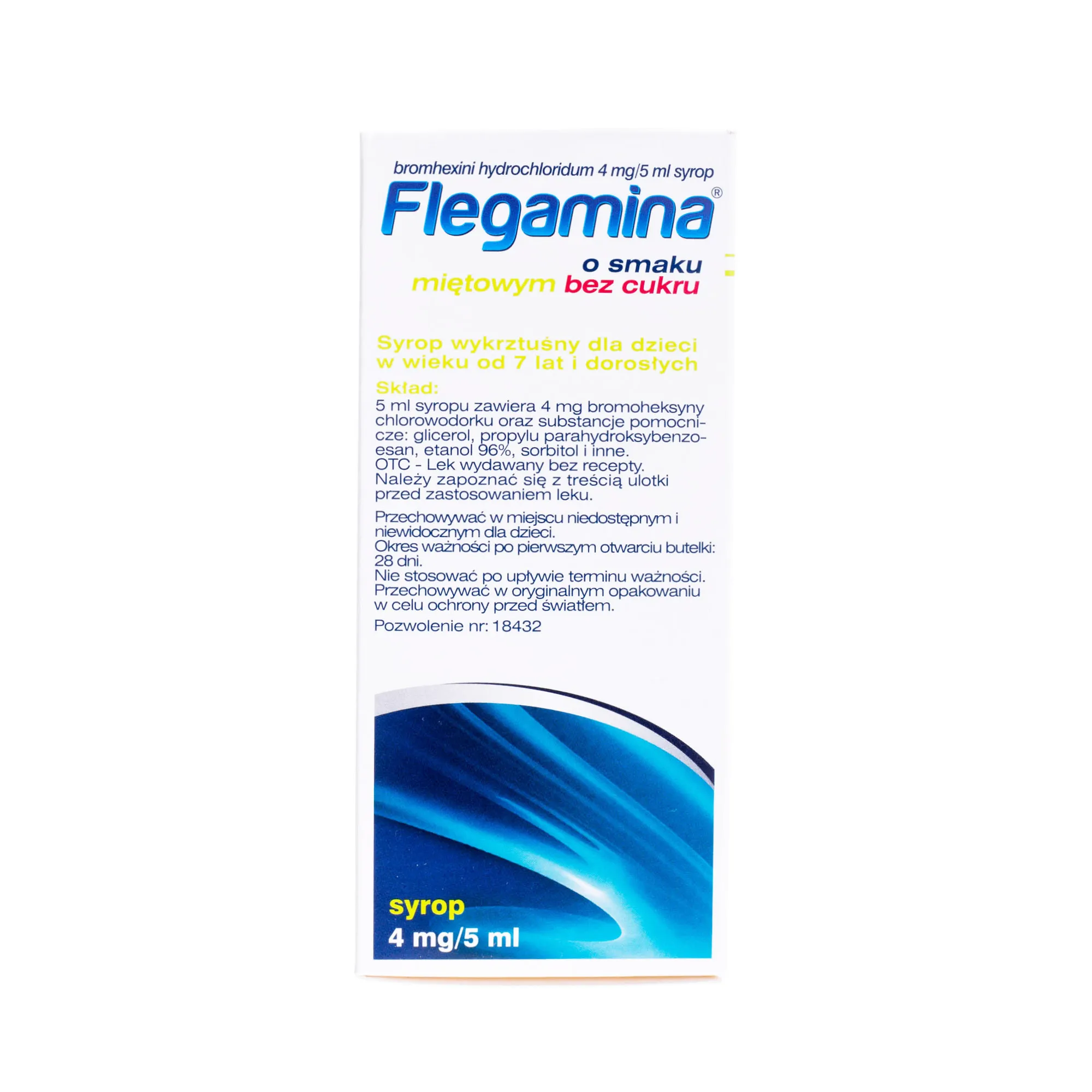 Flegamina Classic o smaku miętowym bez cukru, 4 mg/5ml, syrop, 200 ml 