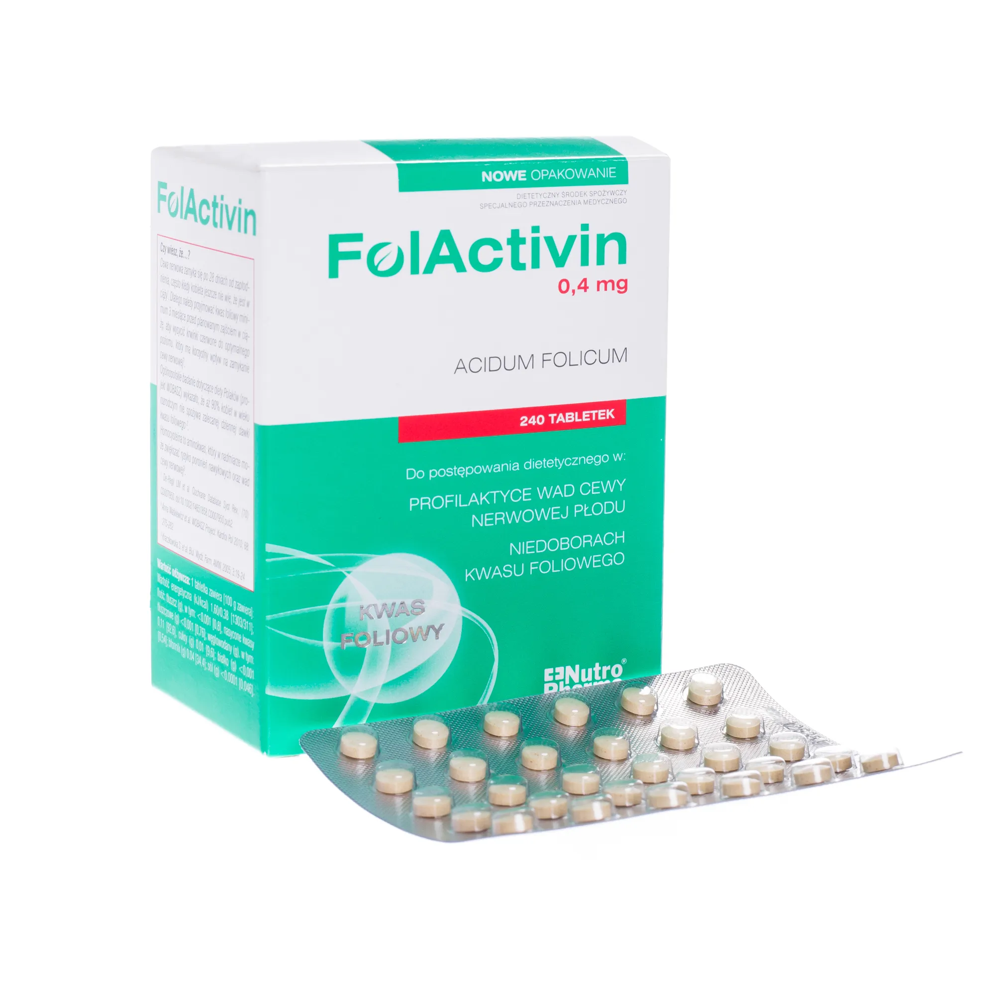 Folactivin, 0,4 mg, 240 tabletek