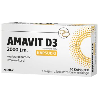 Amavit D3, 2000 j.m., suplement diety, 60 kapsułek 