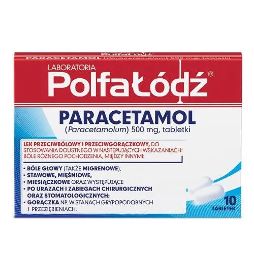 Polfa-Łódź Paracetamol, 500 mg, 10 tabletek