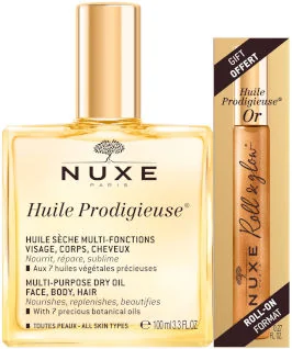 Nuxe Huile Prodigieuse suchy olejek pielęgnacyjny, 100 ml + suchy olejek pielęgnacyjny ze złotymi drobinkami Nuxe Huile Prodigieuse suchy olejek pielęgnacyjny, 100 ml + suchy olejek pielęgnacyjny ze złotymi drobinkami