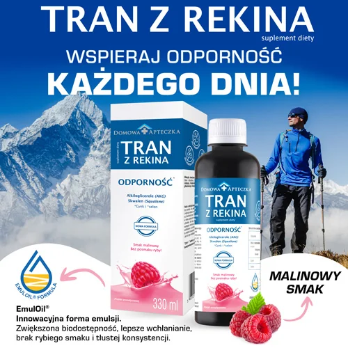 Domowa Apteczka tran z rekina, smak malinowy, 330 ml