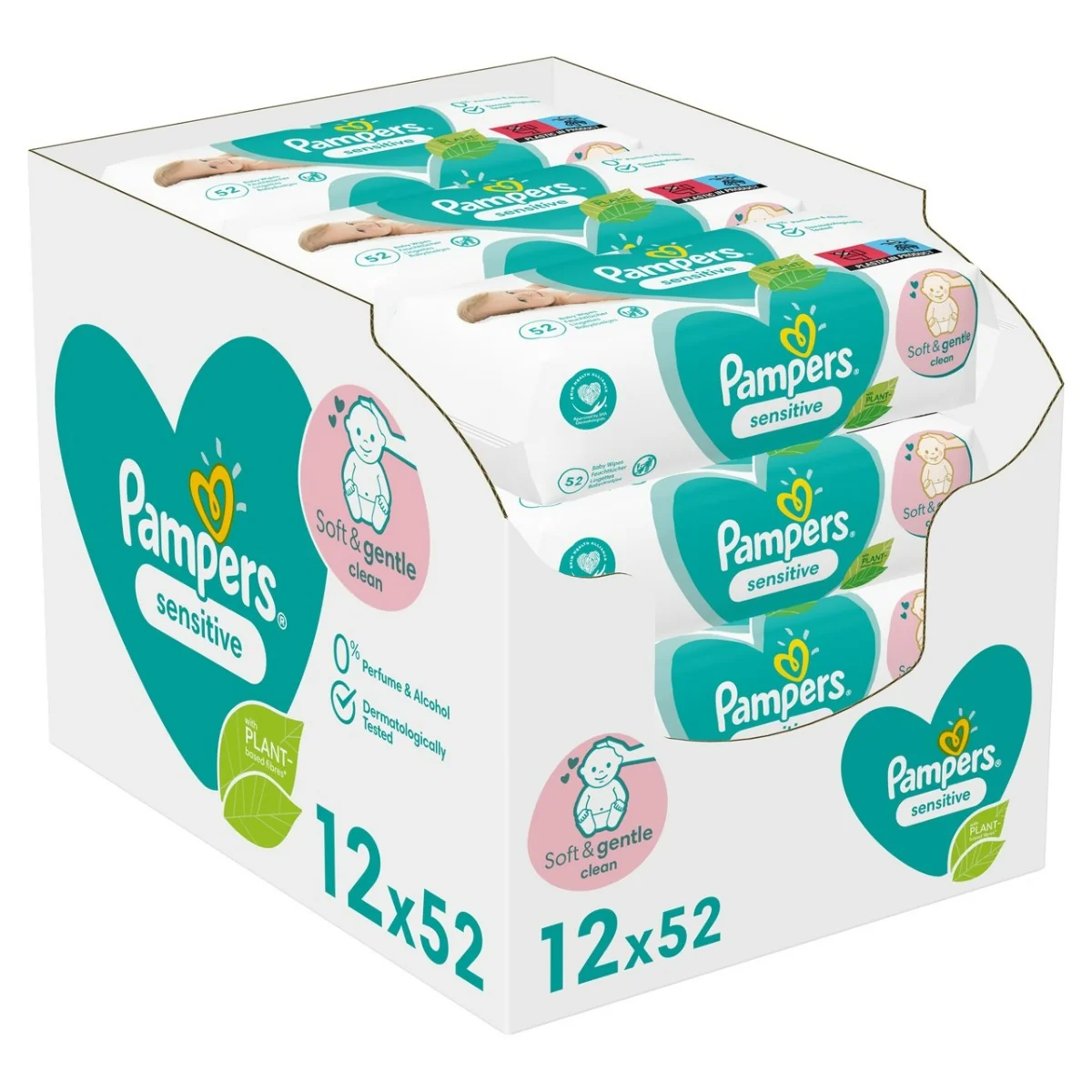 Pampers Sensitive chusteczki nawilżane, 12 x 52 szt.