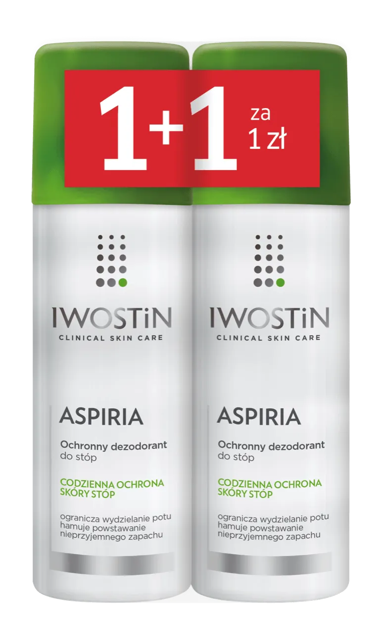 Iwostin Aspiria, ochronny dezodorant do stóp, 150 ml + 150 ml