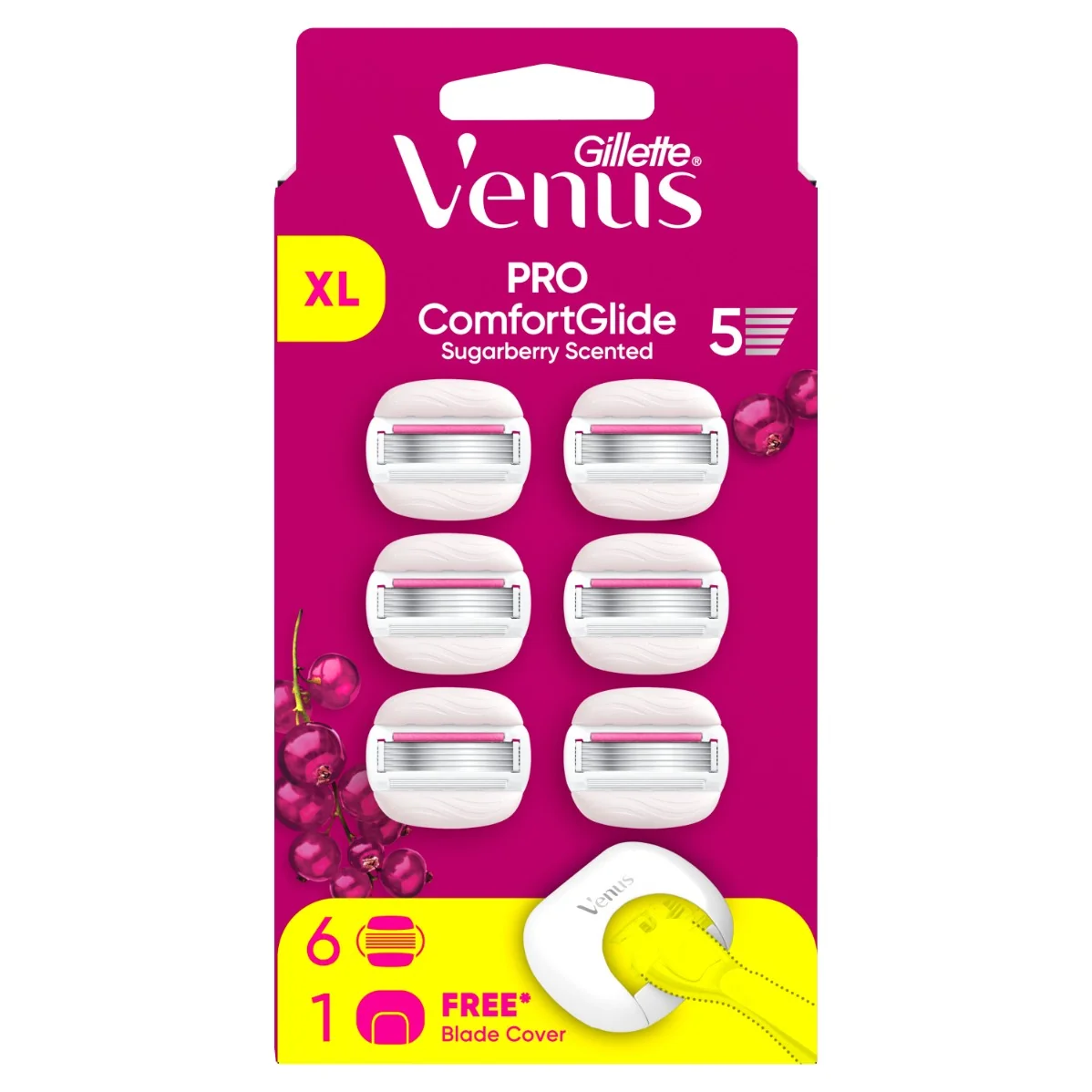 Gillette Venus Pro ComfortGlide Sugarberry wkłady do maszynki, 6 sztuk