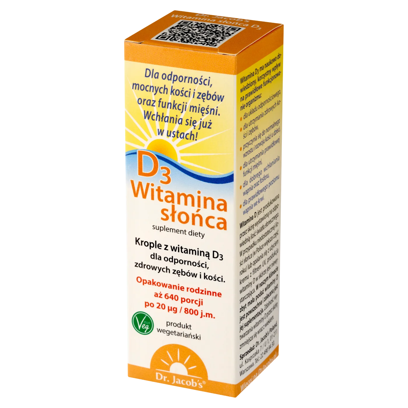 Dr. Jacob's Witamina Słońca D3 krople, 20 ml