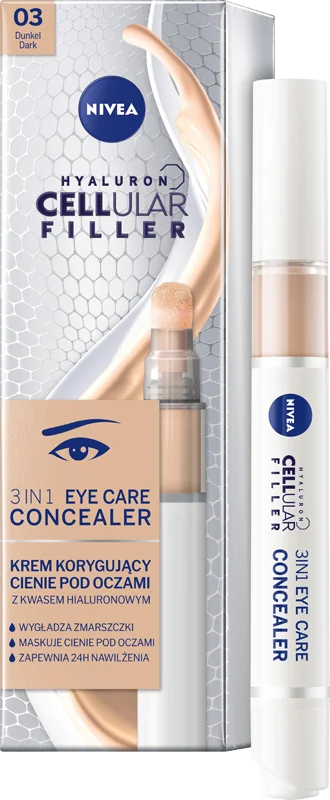 Nivea Hyaluron Cellular Filler 3 w 1 krem korygujący cienie pod oczami ciemny, 4 ml