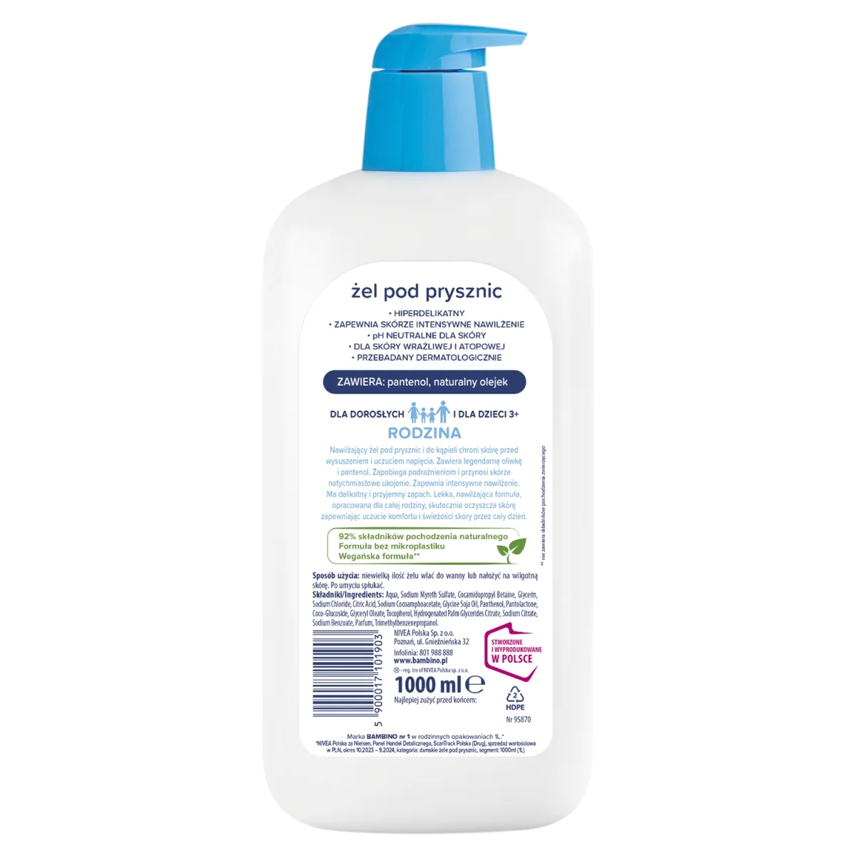 Bambino Rodzina nawilżający żel pod prysznic, 1000 ml