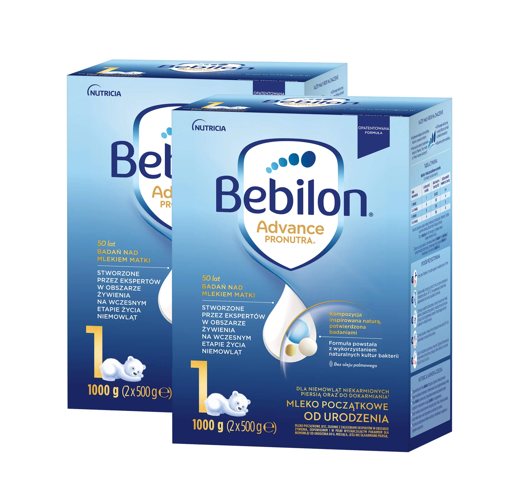 Bebilon 1 Advance Pronutra mleko początkowe od urodzenia,  2 x 1000 g