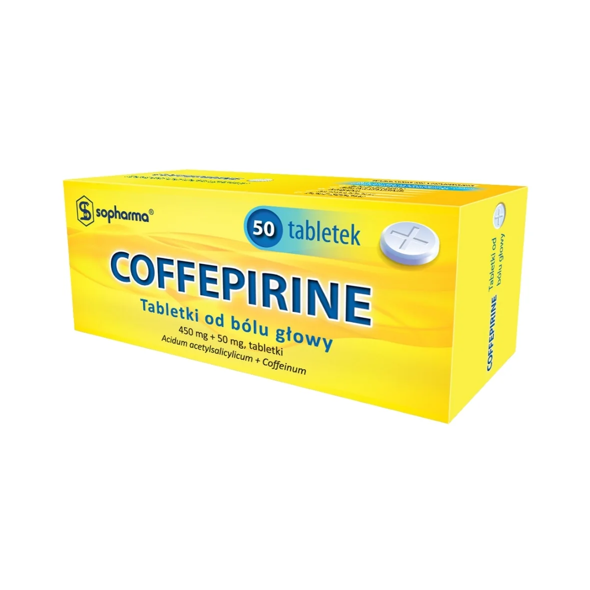 Coffepirine Tabletki na ból głowy, 450 mg + 50 mg, 50 tabletek