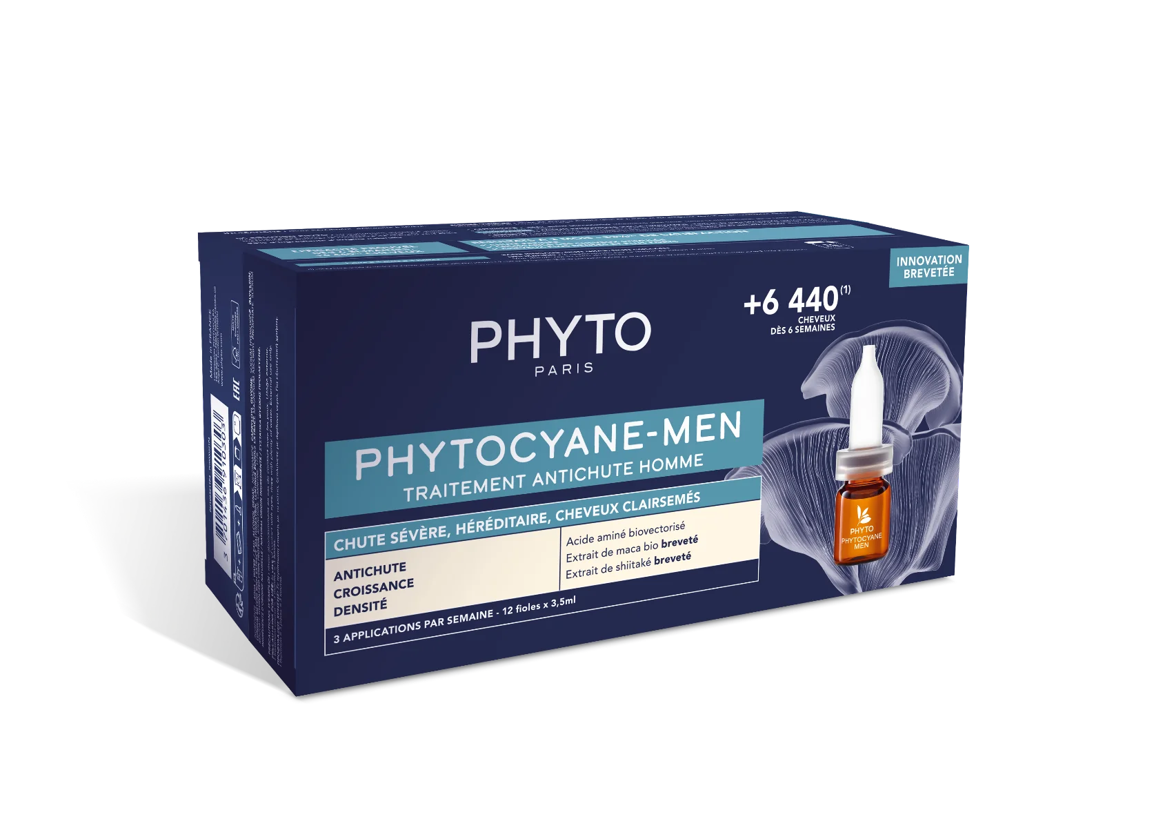 PHYTO PHYTOCYANE kuracja przeciw postępującemu wypadaniu włosów dla mężczyzn, 12 × 3,5 ml