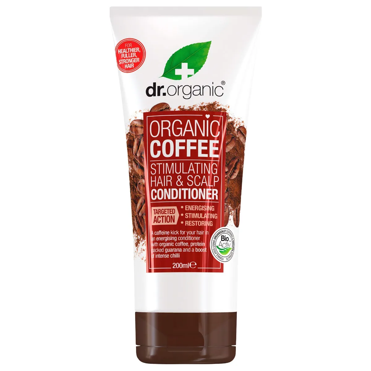 Dr Organic, odzywka stymulująca wzrost włosów z kawą, 200 ml