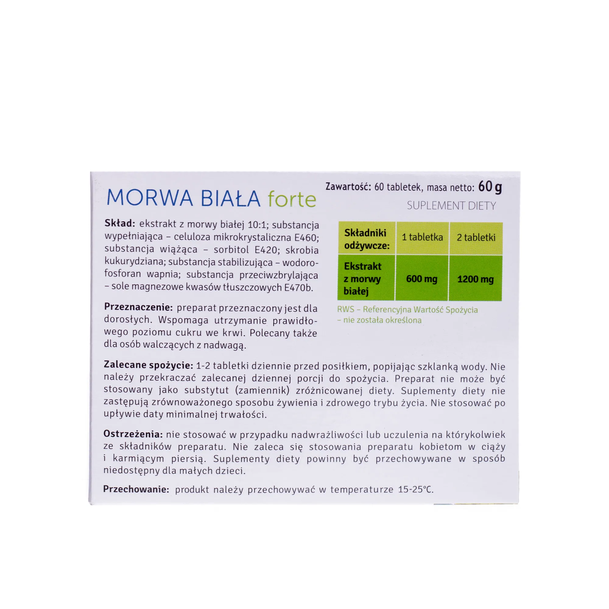 Morwa Biała forte, suplement diety, 60 tabletek 