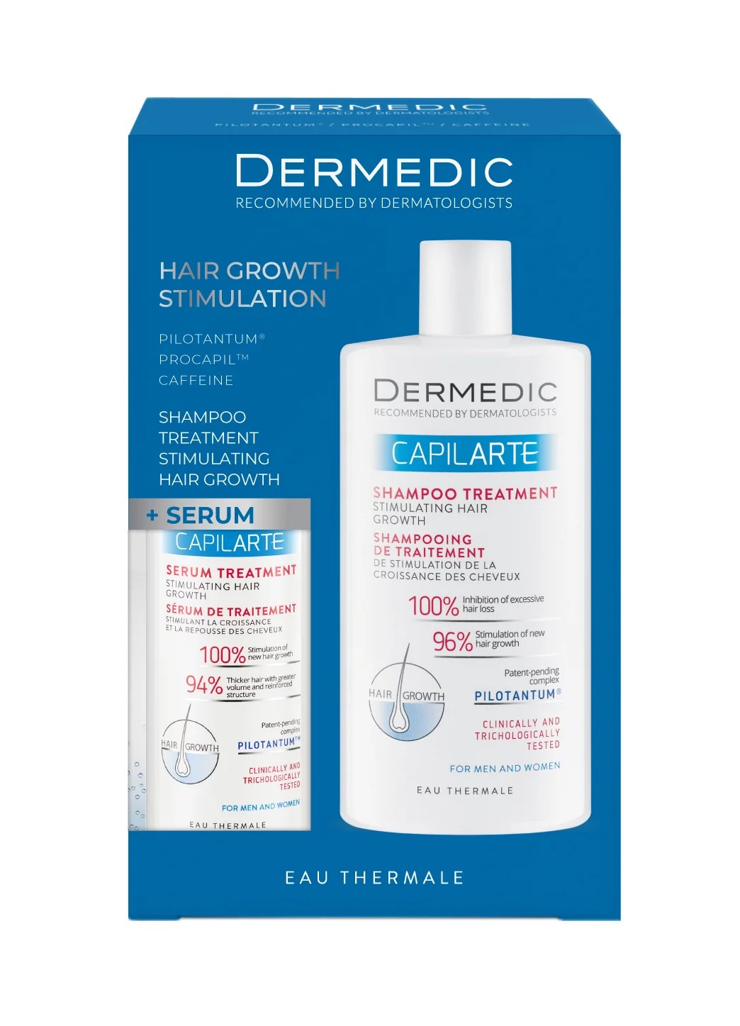 Dermedic Capilarte Zestaw serum-kuracja stymulująca wzrost włosów, 150 ml + szampon kuracja, 300 ml