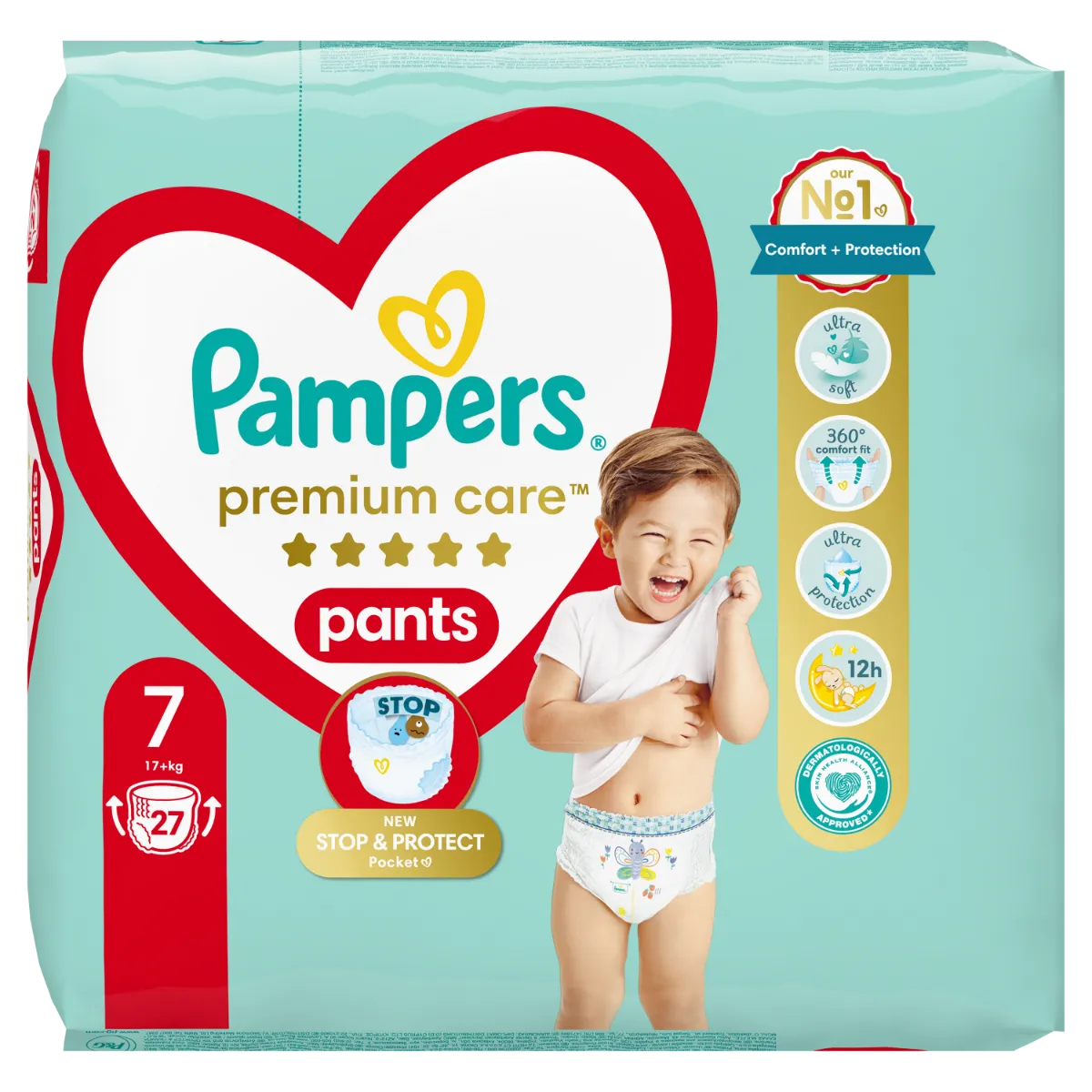 Pampers Premium Care Pants Jumbo Pack pieluchomajtki, rozmiar 7, 17+ kg, 27 szt.