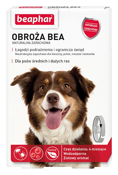 Bephar obroża BEA naturalna zapachowa przeciw pchłom kleszczom meszkom i komarom dla psów ras średnich i dużych, 1 szt.
