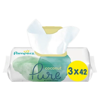 Pampers Coconut Pure nawilżane chusteczki dla dzieci, 3 x 42 szt.